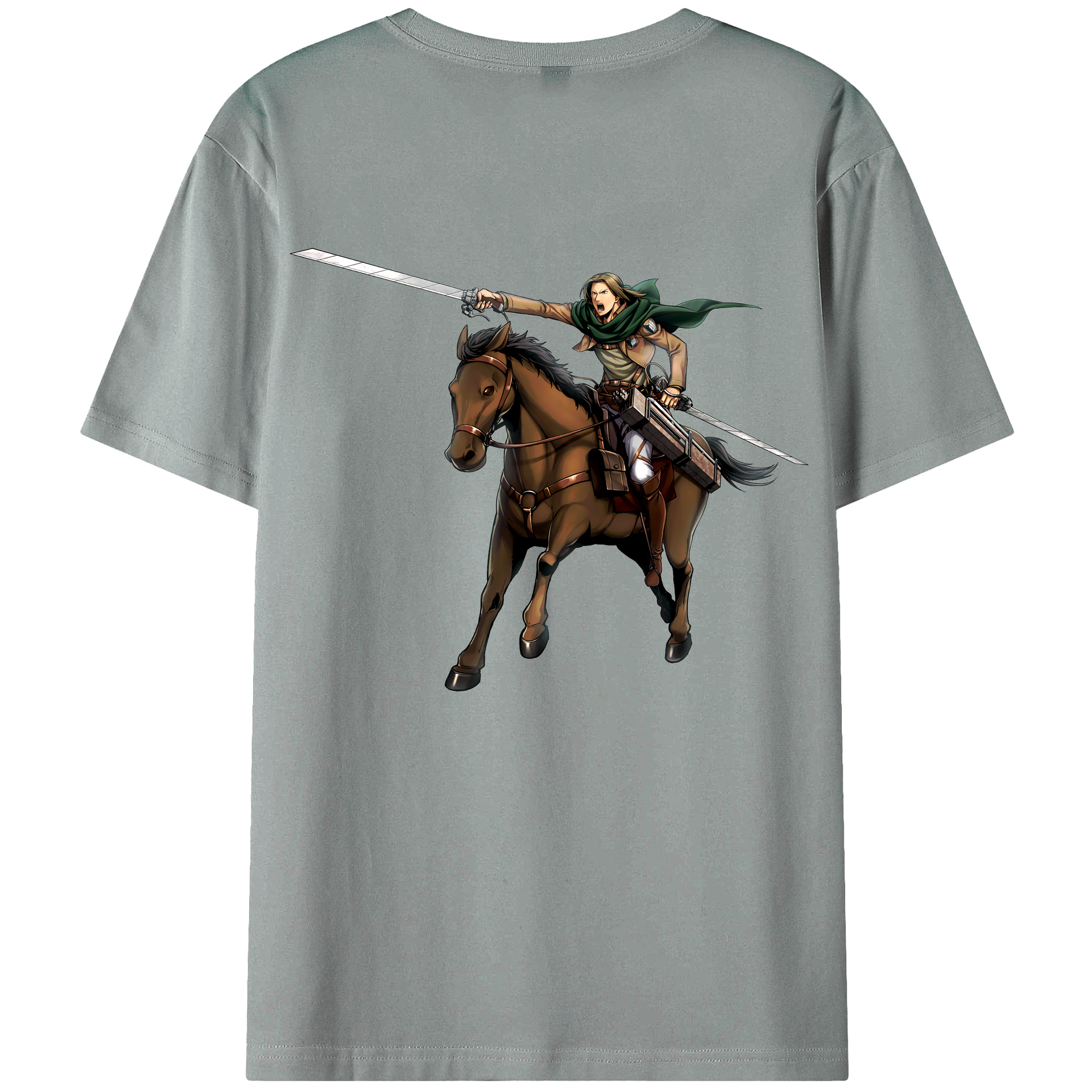 （画像用） 進撃の巨人 Attack on Titan 綿100％ メンズ半袖Tシャツ（バックプリント） 通気性